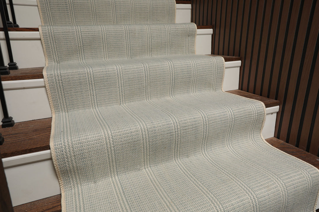 Multi Size Ivory  Light Blue Color Hand Loomed Flatweave Wool Modern Oriental Rug