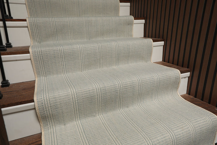 Multi Size Ivory  Light Blue Color Hand Loomed Flatweave Wool Modern Oriental Rug