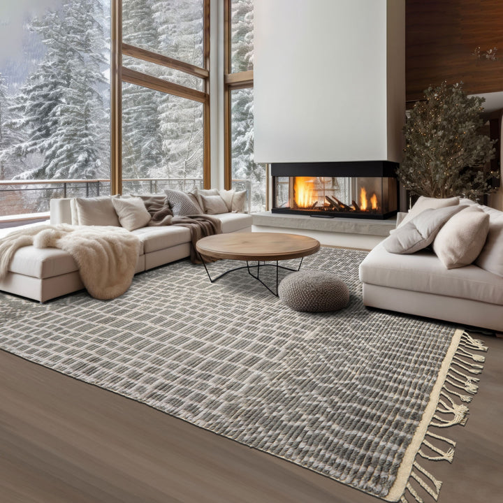 8x10 Tone on Tone Blue, , Color Hand Knotted Morrocan Wool Modern & Contemporary Oriental Rug