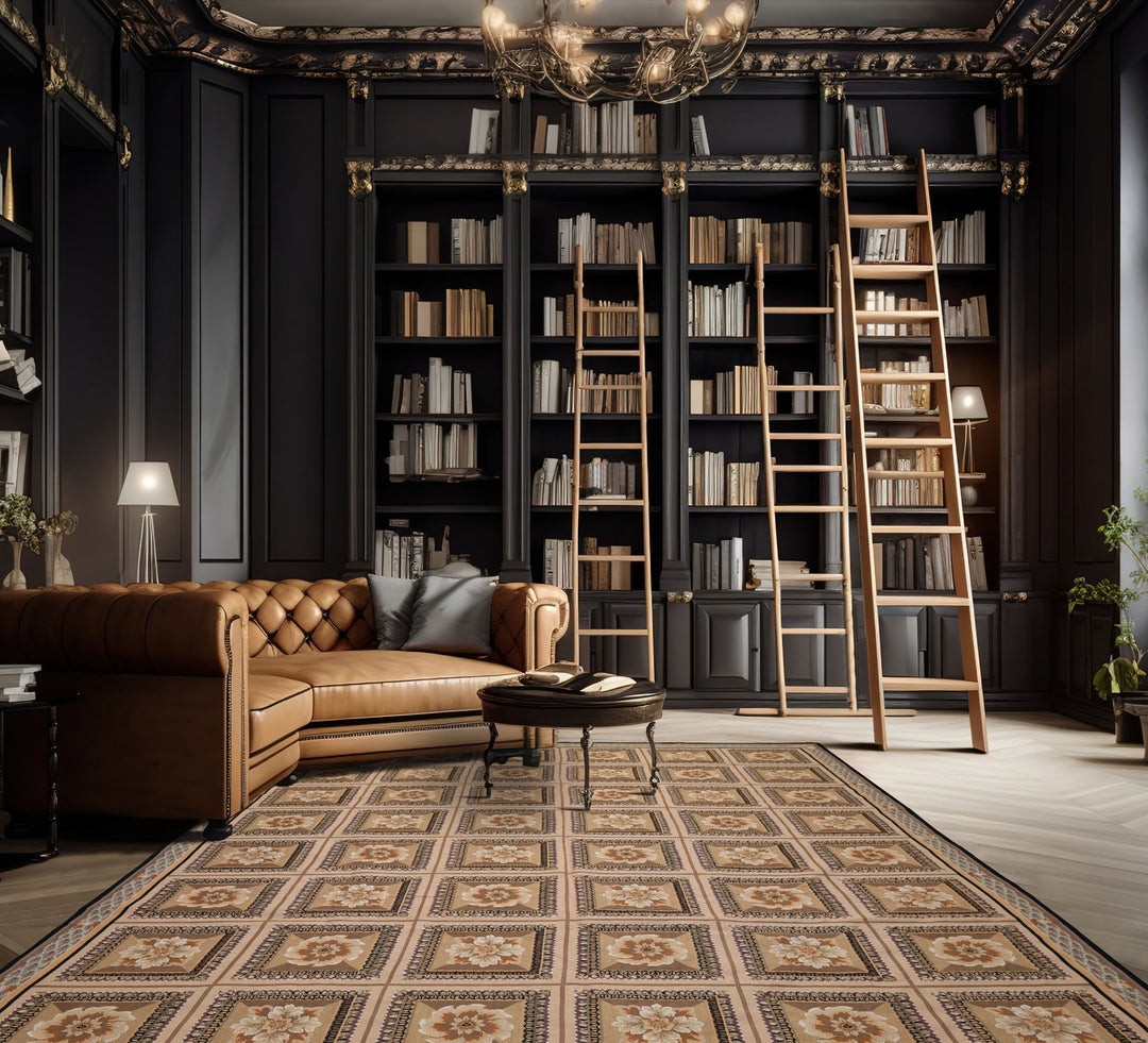 8x10 Beige, Ivory, Green Color Hand Woven French Aubusson Needlepoint wool Traditional Oriental Rug