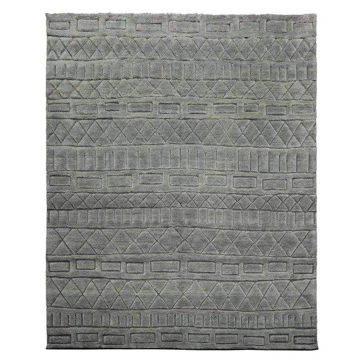 8x10 Tone on Tone Gray, , Color Hand Knotted Tibetan Wool Modern & Contemporary Oriental Rug