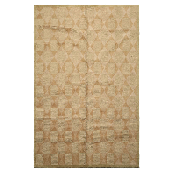 6x9 Moss, Beige, Tan Color Hand Knotted Tibetan Wool Modern & Contemporary Oriental Rug