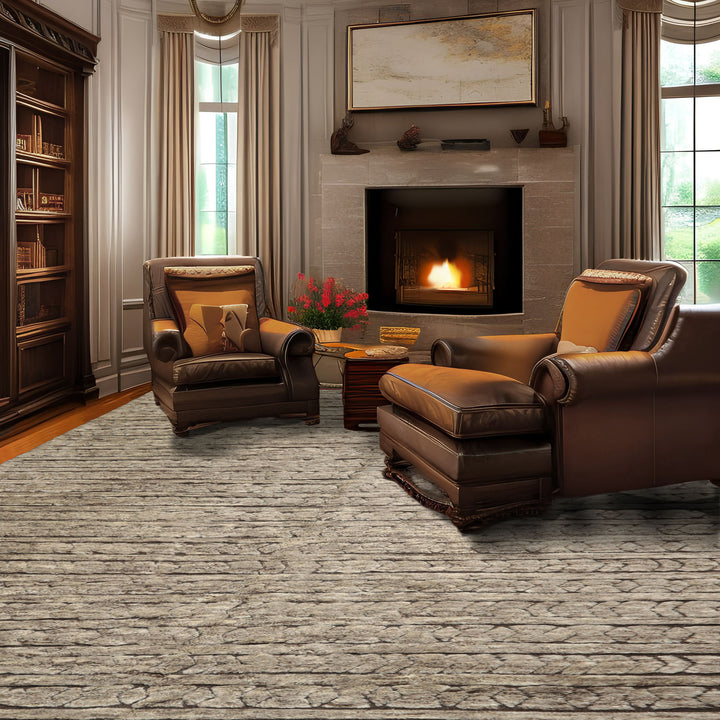 9x12 Beige, Brown, Color Hand Knotted Moroccan Wool Modern & Contemporary Oriental Rug