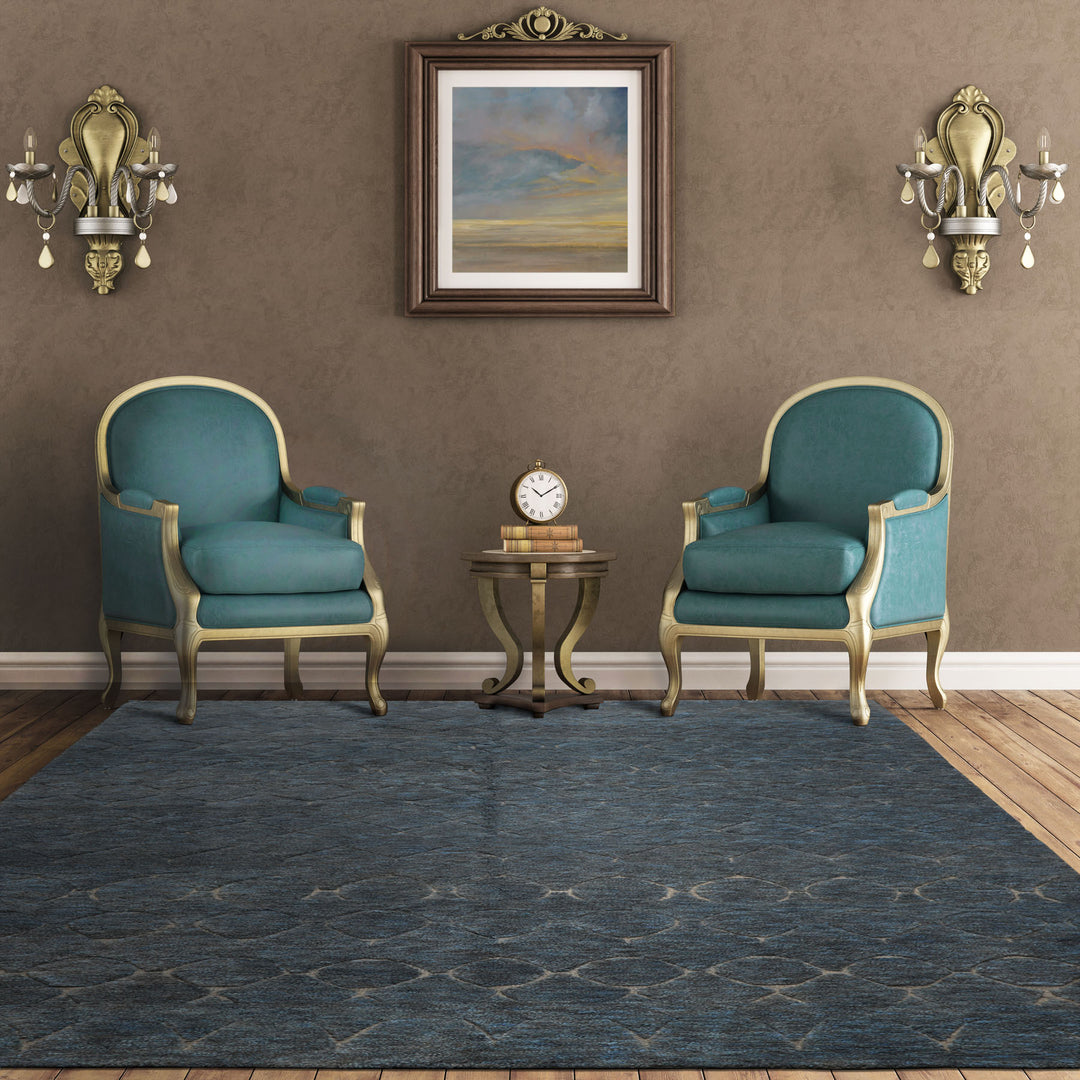 8x10 Gray, Denim, Color Hand Knotted Moroccan Wool Modern & Contemporary Oriental Rug