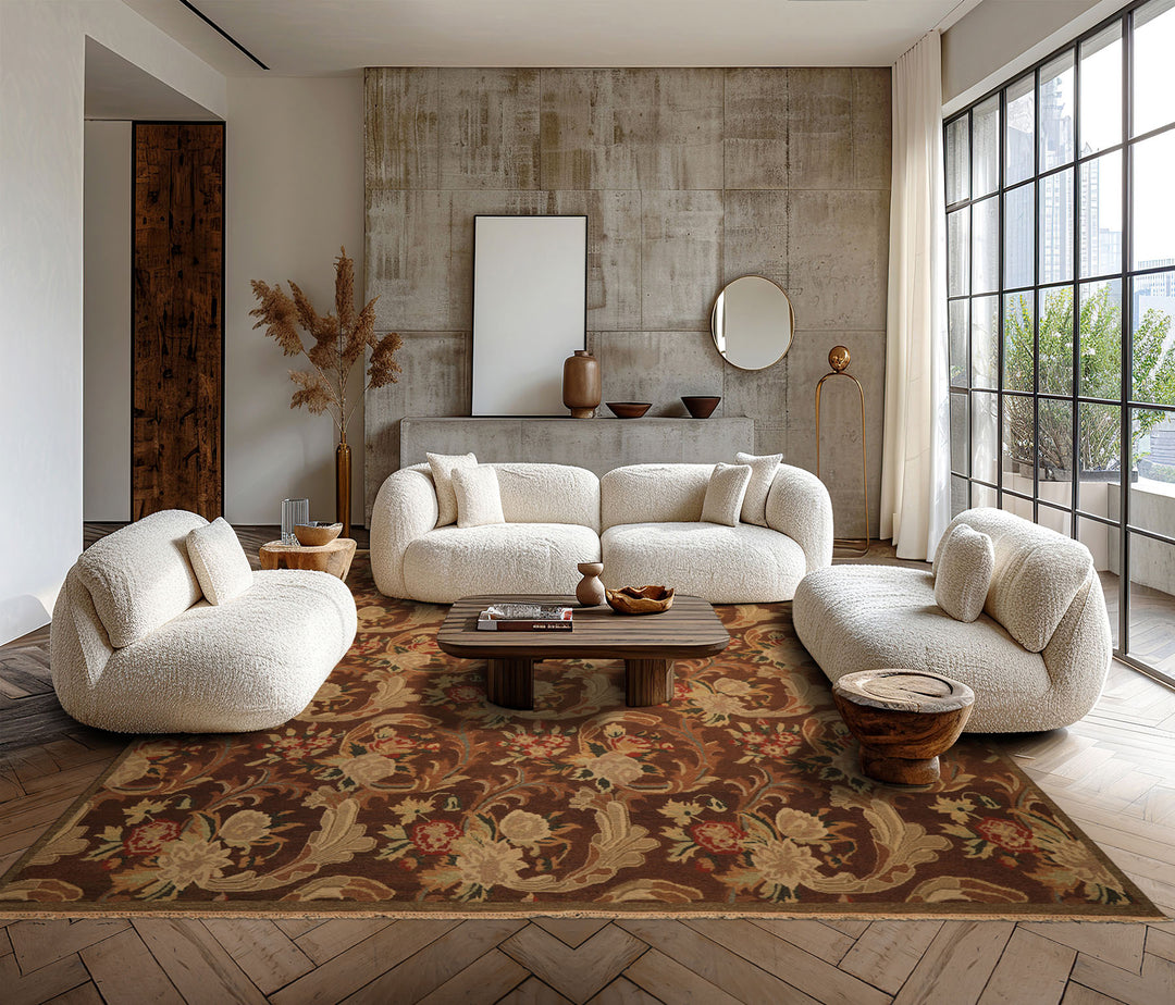 9x12 Brown, Burnt, Orange Color Hand Knotted Nourison Nourmak Soumak Wool Arts & Crafts Oriental Rug