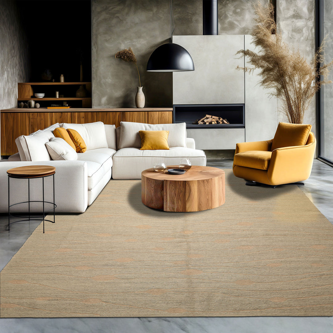 8x11 Moss, Tan, Color Hand Knotted Tibetan Wool Modern & Contemporary Oriental Rug