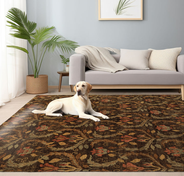 8x10 Brown, Gold, Blush Color Hand Knotted Oushak Wool Traditional Oriental Rug