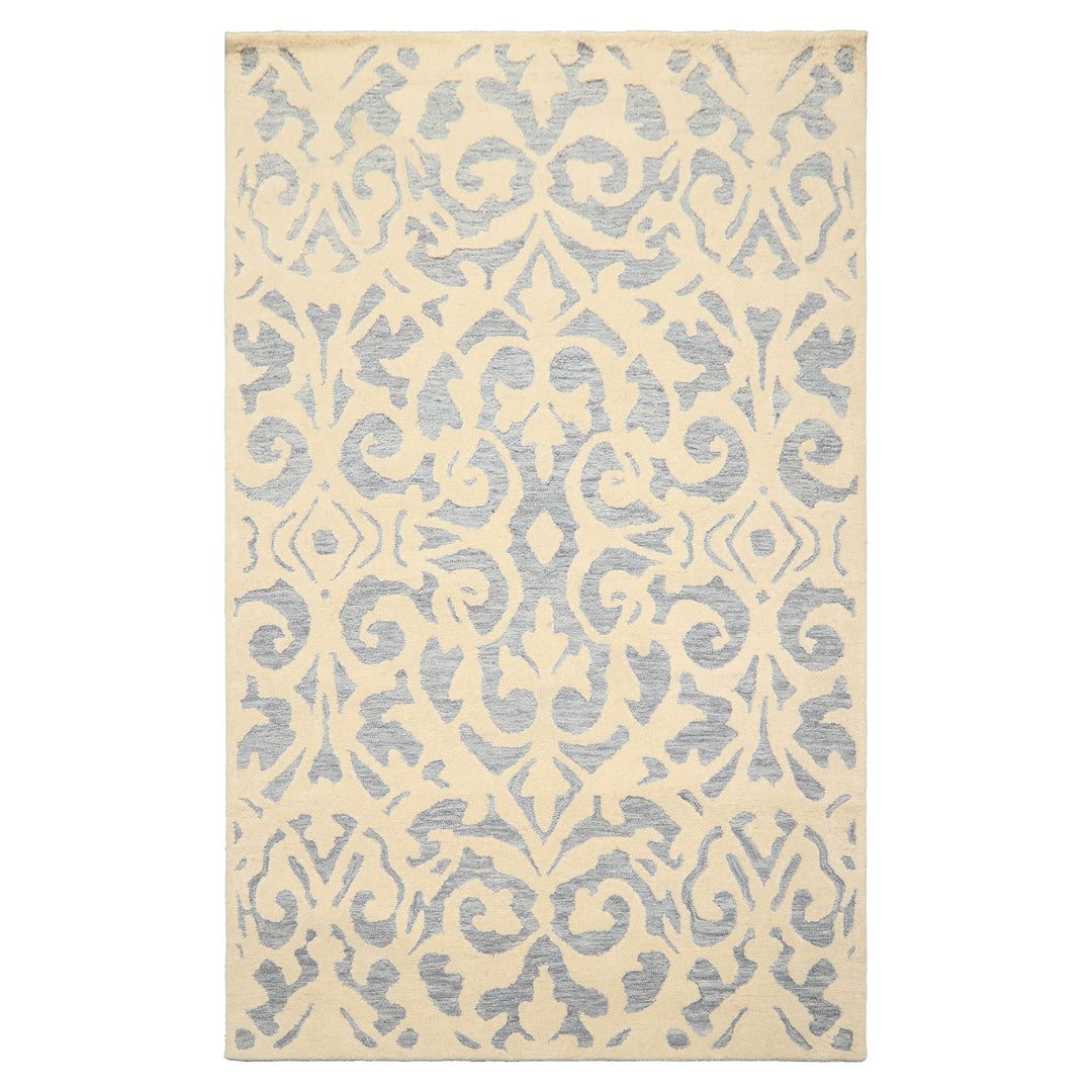 5x8 Ivory, Blue, Color Hand Tufted Handmade Wool Transitional Oriental Rug