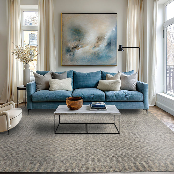 8x11 Gray, Beige, Color Hand Knotted Tibetan Wool & Jute Contemporary Oriental Rug