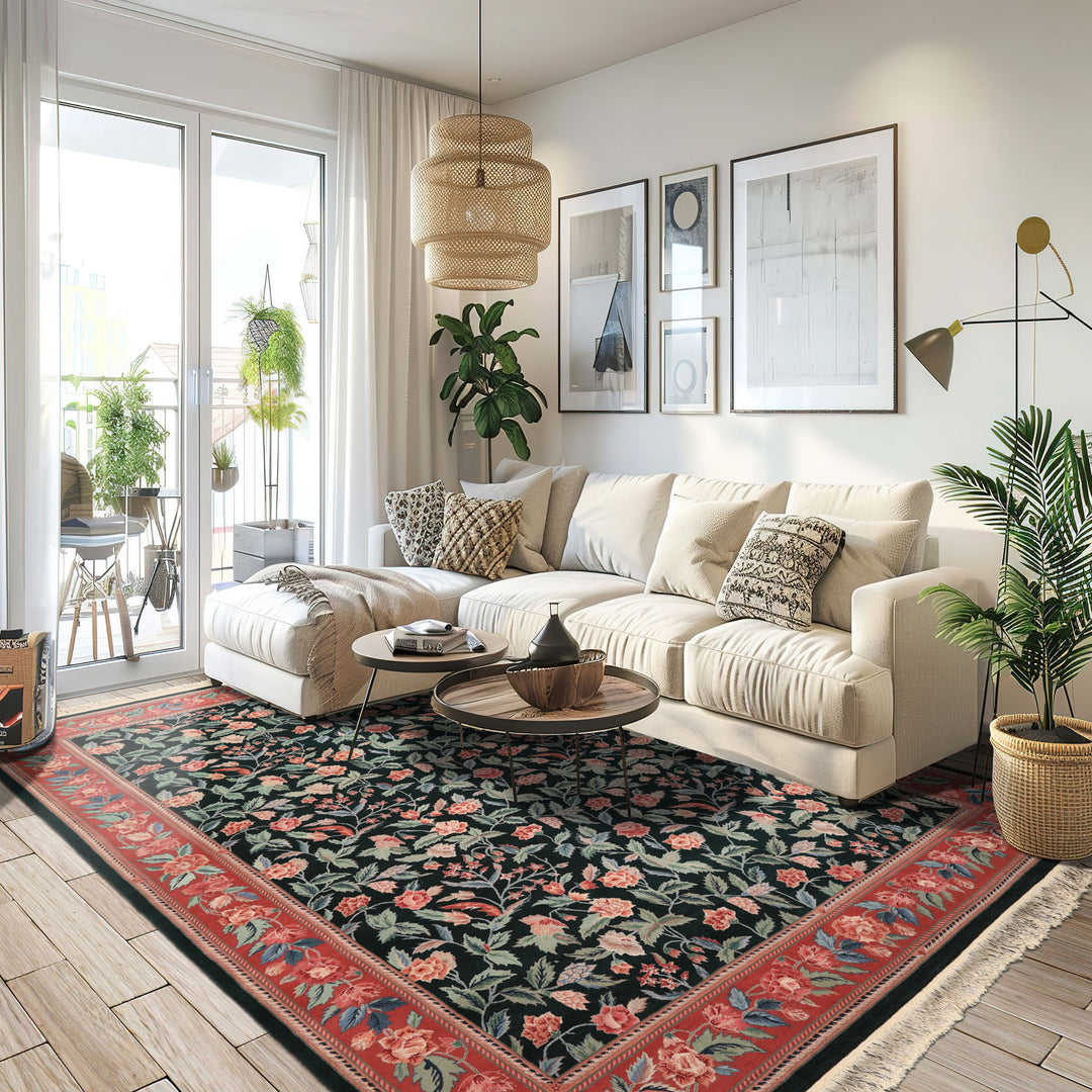 9x12 Emerald, Rose, Aqua Color Hand Knotted Pak Persian Wool & Silk Arts & Crafts Oriental Rug