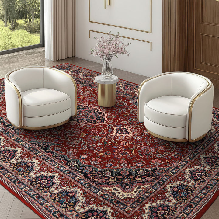 6x9 Red, Ivory, Navy Color Hand Knotted Pak Persian Wool & Silk Traditional Oriental Rug