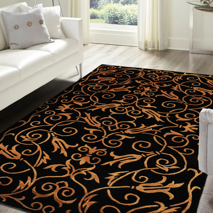 3x5 Black, Gold, Color Hand Knotted Tibetan Wool & Silk Transitional Oriental Rug