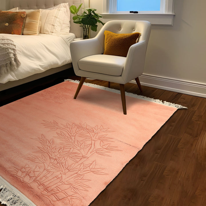 4x6 Blush, , Color Hand Knotted Solid Wool Modern & Contemporary Oriental Rug