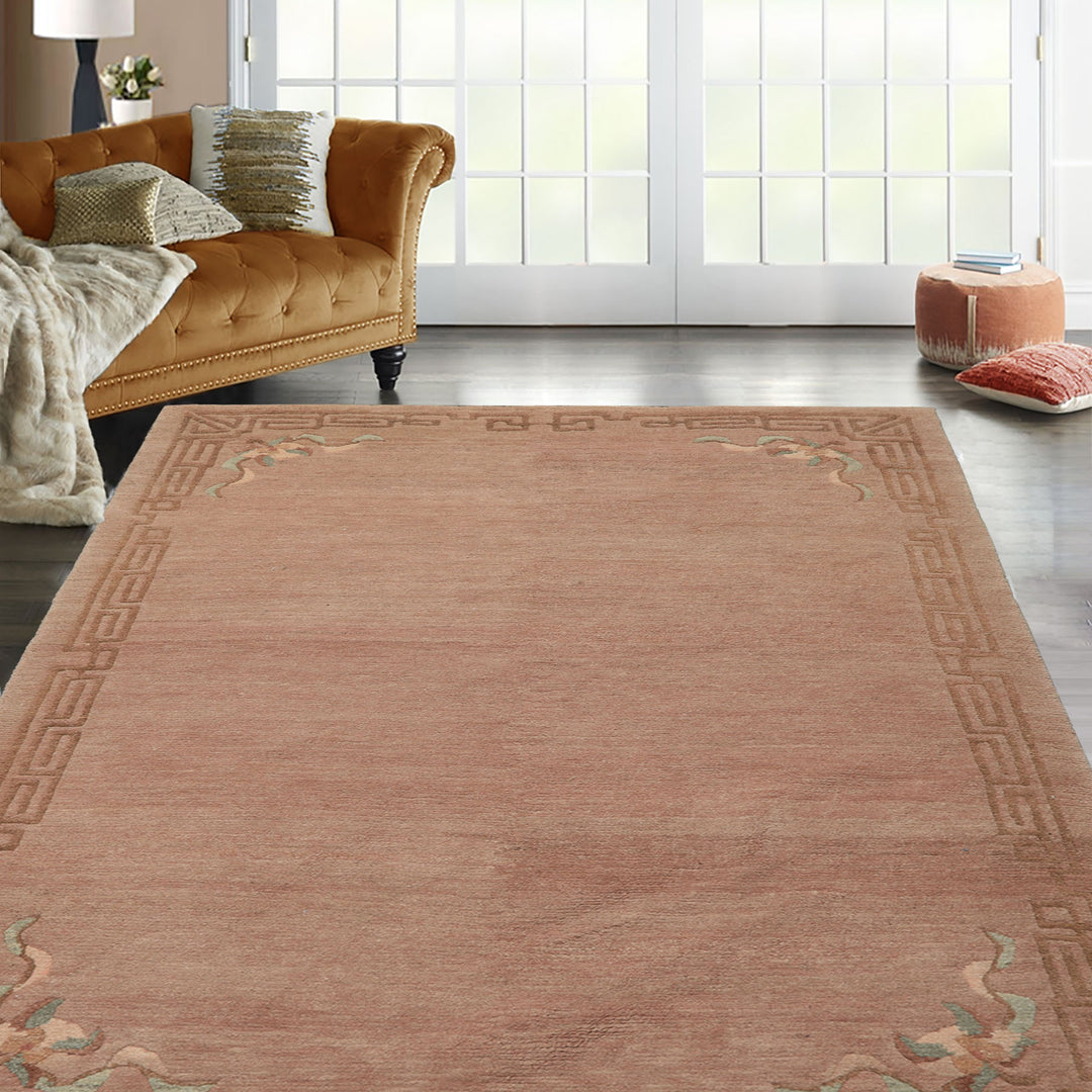 4x6 Taupe, Brown, Mint Color Hand Knotted Tibetan Wool Traditional Oriental Rug