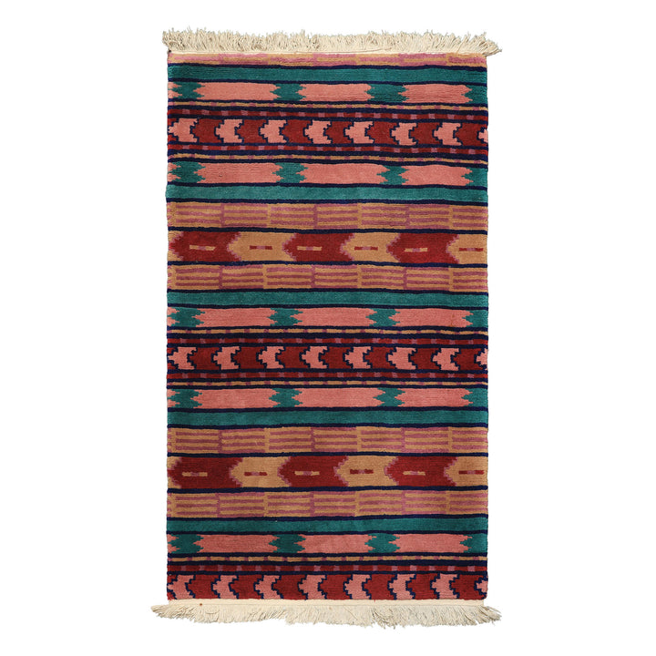 4x6 Turquoise, Blush, Lavender Color Hand Knotted Tibetan Wool Modern &amp; Contemporary Oriental Rug