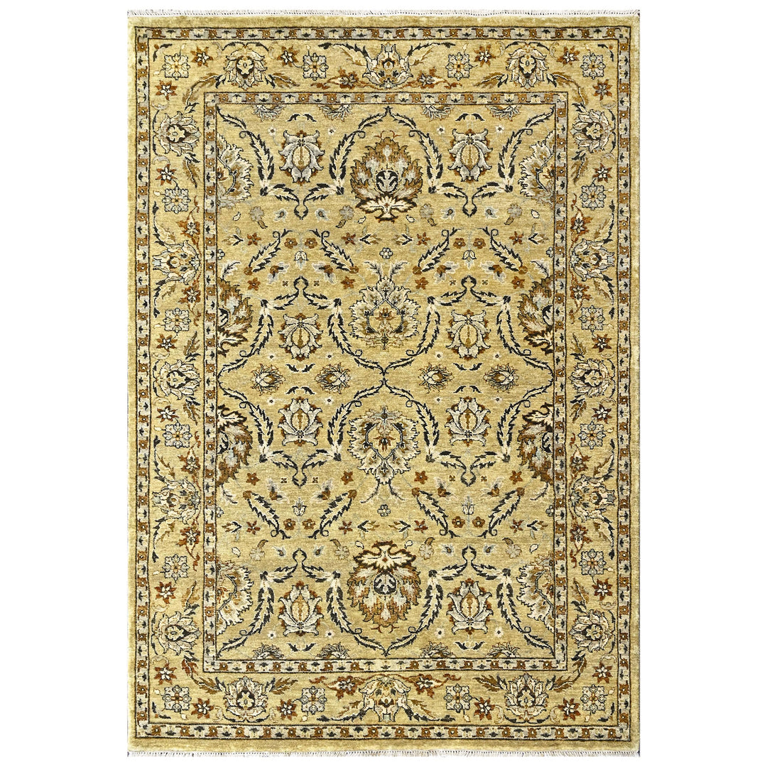 6x9 Pistachio, Brown, Black Color Hand Knotted Oushak Wool Traditional Oriental Rug