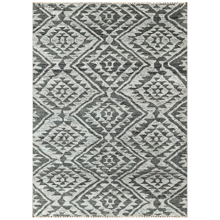 4x6 Dark Gray, Silver, Color Hand Knotted Oushak Wool  Oriental Rug
