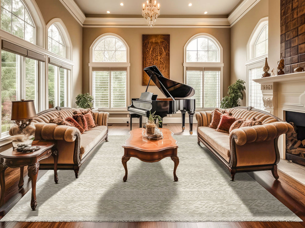 Multi Size Tone on Tone Gray Color Hand Knotted Oushak Wool  Oriental Rug