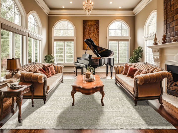 Multi Size Tone on Tone Gray Color Hand Knotted Oushak Wool  Oriental Rug