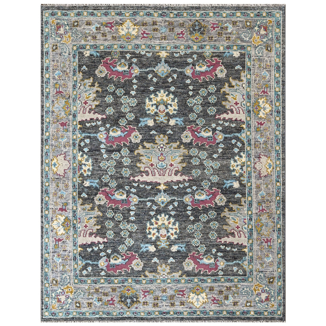8x10 Gray, Beige, Aqua Color Hand Knotted Oushak Wool Arts and Crafts Oriental Rug