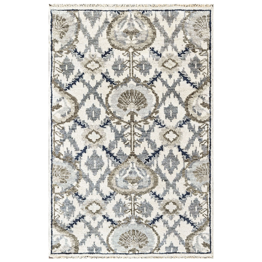 3'6x5'6 Ivory, Gray, Blue Color Hand Knotted Oushak Wool Transitional Oriental Rug