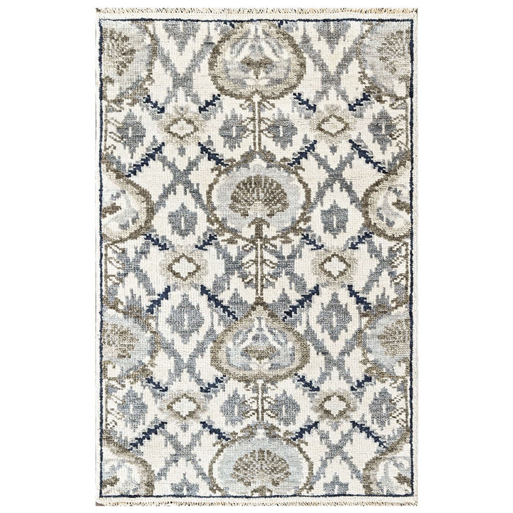 3'6x5'6 Ivory, Gray, Blue Color Hand Knotted Oushak Wool Transitional Oriental Rug
