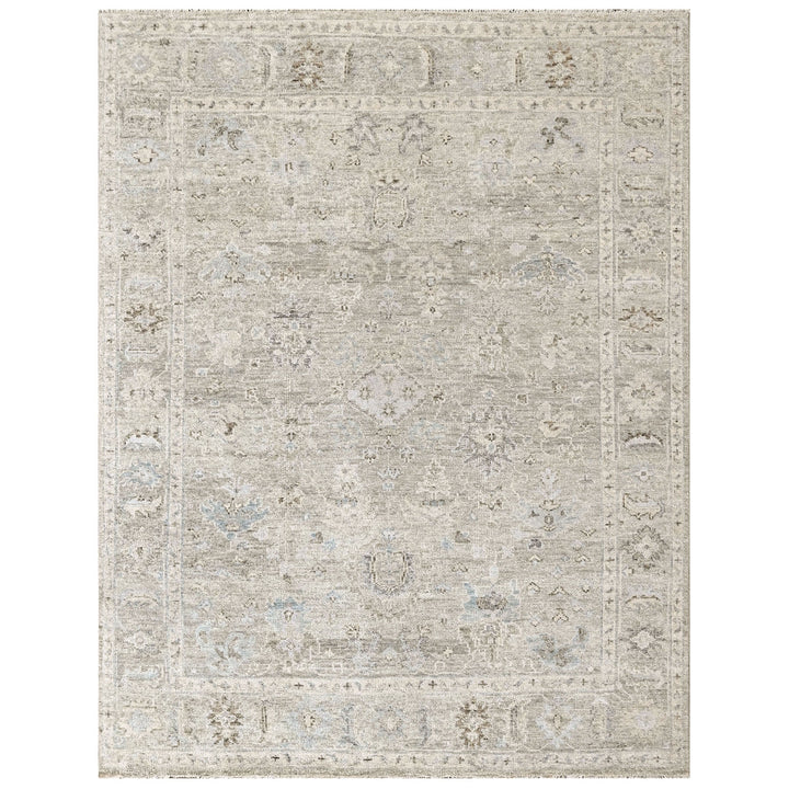 9x12 Gray, Beige, Slate Color Hand Knotted Oushak Wool Transitional Oriental Rug