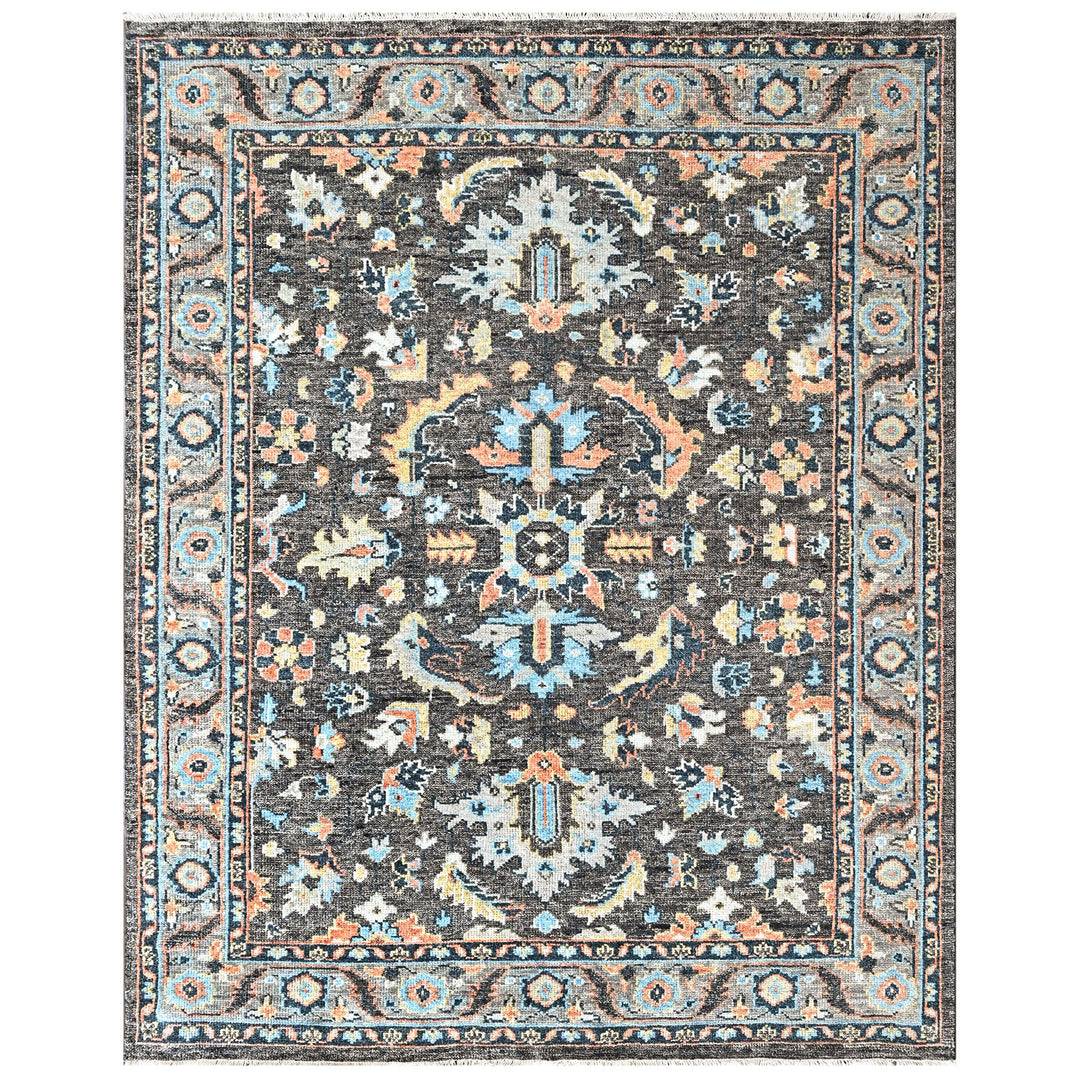 8x10 Gray, Blue, Aqua Color Hand Knotted Oushak Wool Arts and Crafts Oriental Rug