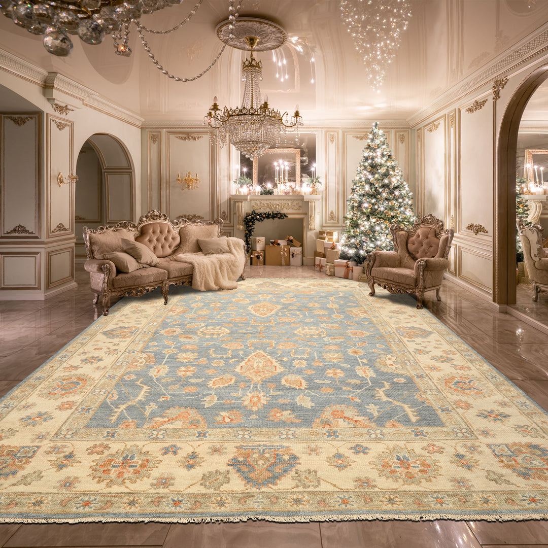 9x12 Beige, Blue, Taupe Color Hand Knotted Tibetan Wool Modern & Contemporary Oriental Rug