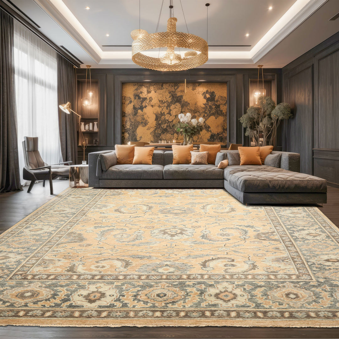 9x12 Mocha, Slate, Brown Color Hand Knotted Oushak Wool Arts & Crafts Oriental Rug