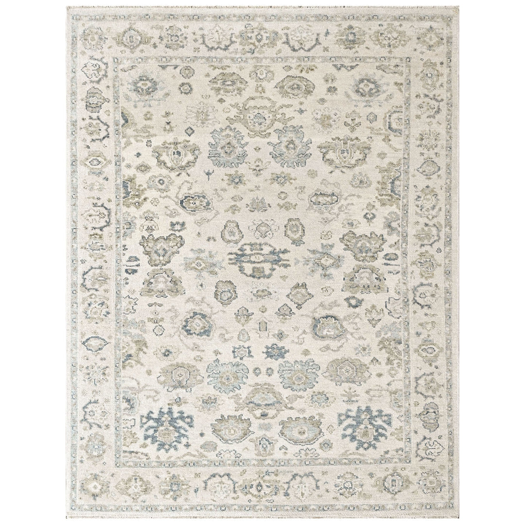 9x12 Ivory, Gray, Slate Color Hand Knotted Oushak Wool Transitional Oriental Rug