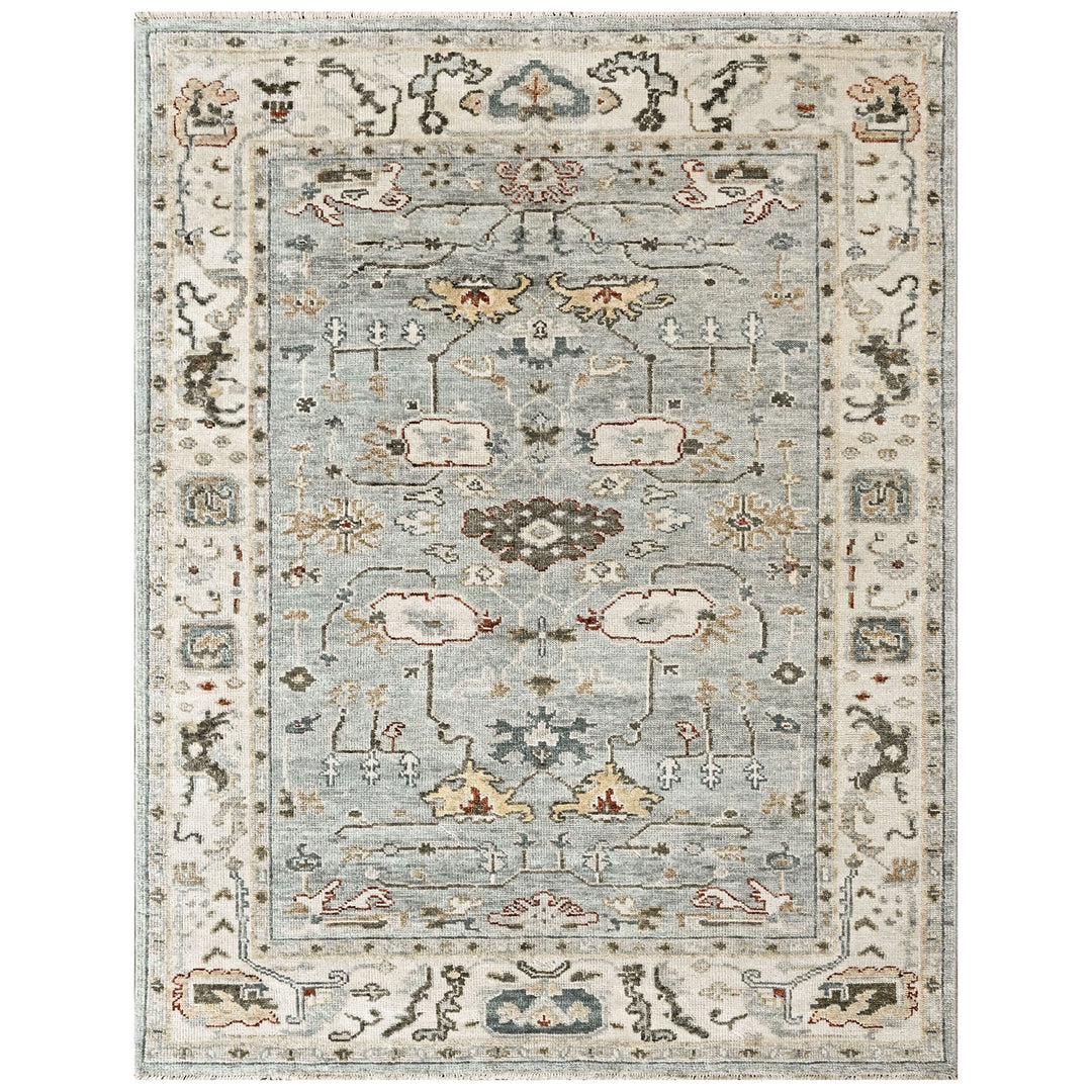 8x10 Slate, Gray, Brown Color Hand Knotted Oushak Wool Transitional Oriental Rug