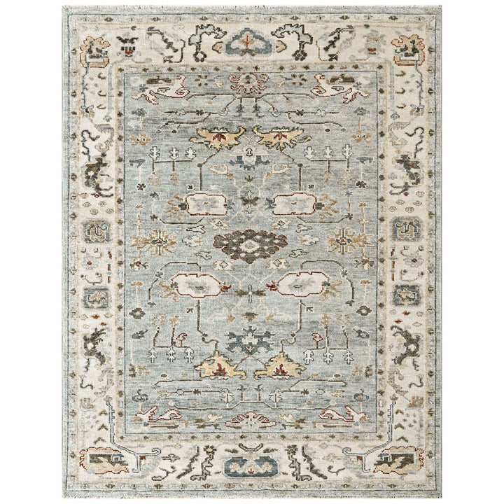 8x10 Slate, Gray, Brown Color Hand Knotted Oushak Wool Transitional Oriental Rug