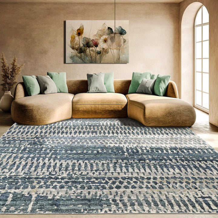 Multi Size Gray Blue Celedon Color Hand Knotted Oushak Wool Modern Oriental Rug