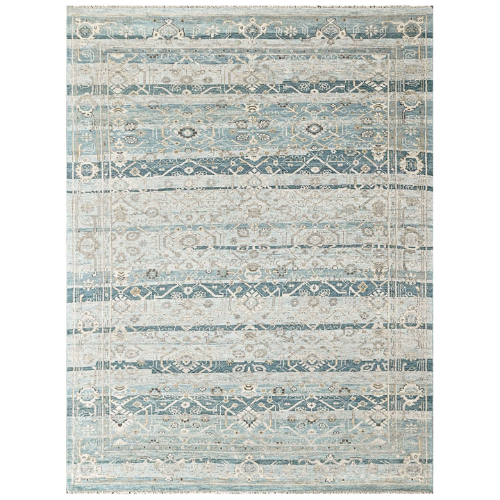 8'6x11'6 Aqua, Gray, Beige Color Hand Knotted Oushak Wool Transitional Oriental Rug
