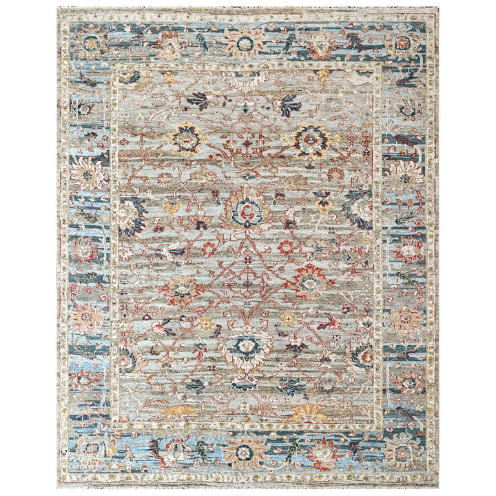 9x12 Slate, Gray, Blue Color Hand Knotted Oushak Wool Transitional Oriental Rug