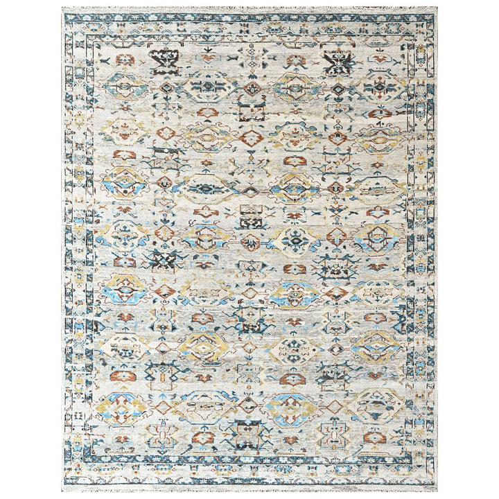 9x12 Slate, Gray, Aqua Color Hand Knotted Oushak Wool Transitional Oriental Rug