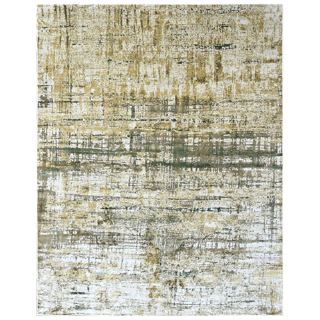 9x12 Beige, Gray, Gold Color Power Loom Oushak Wool Modern Oriental Rug