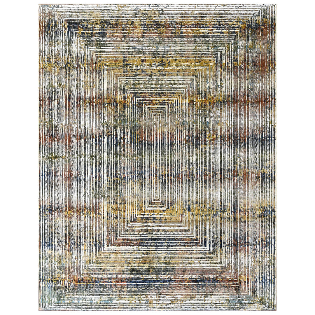 9x12 Gray, Rust, Gold Color Power Loom Oushak Wool Modern Oriental Rug