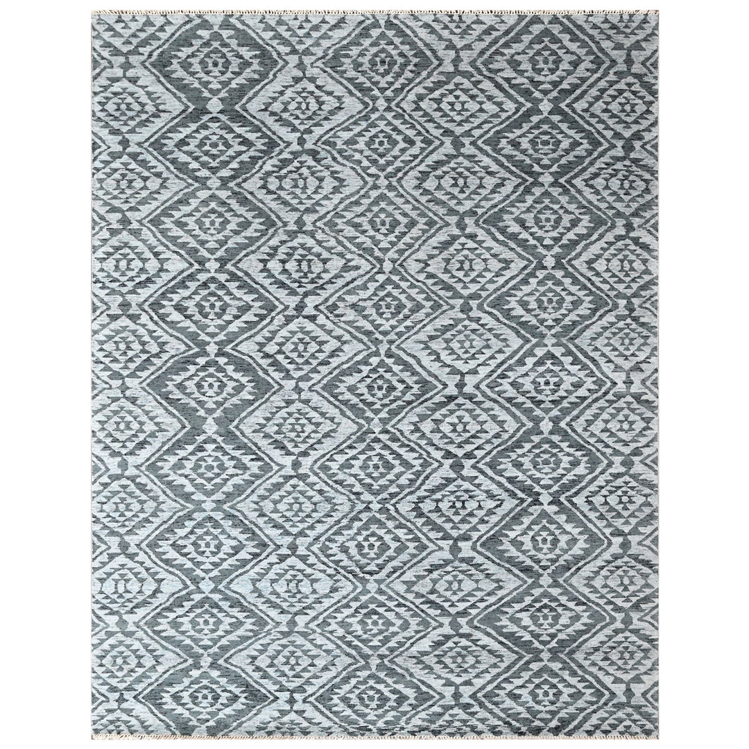 8'6x11'6 Gray, Silver, Color Hand Knotted Oushak Wool Modern Oriental Rug
