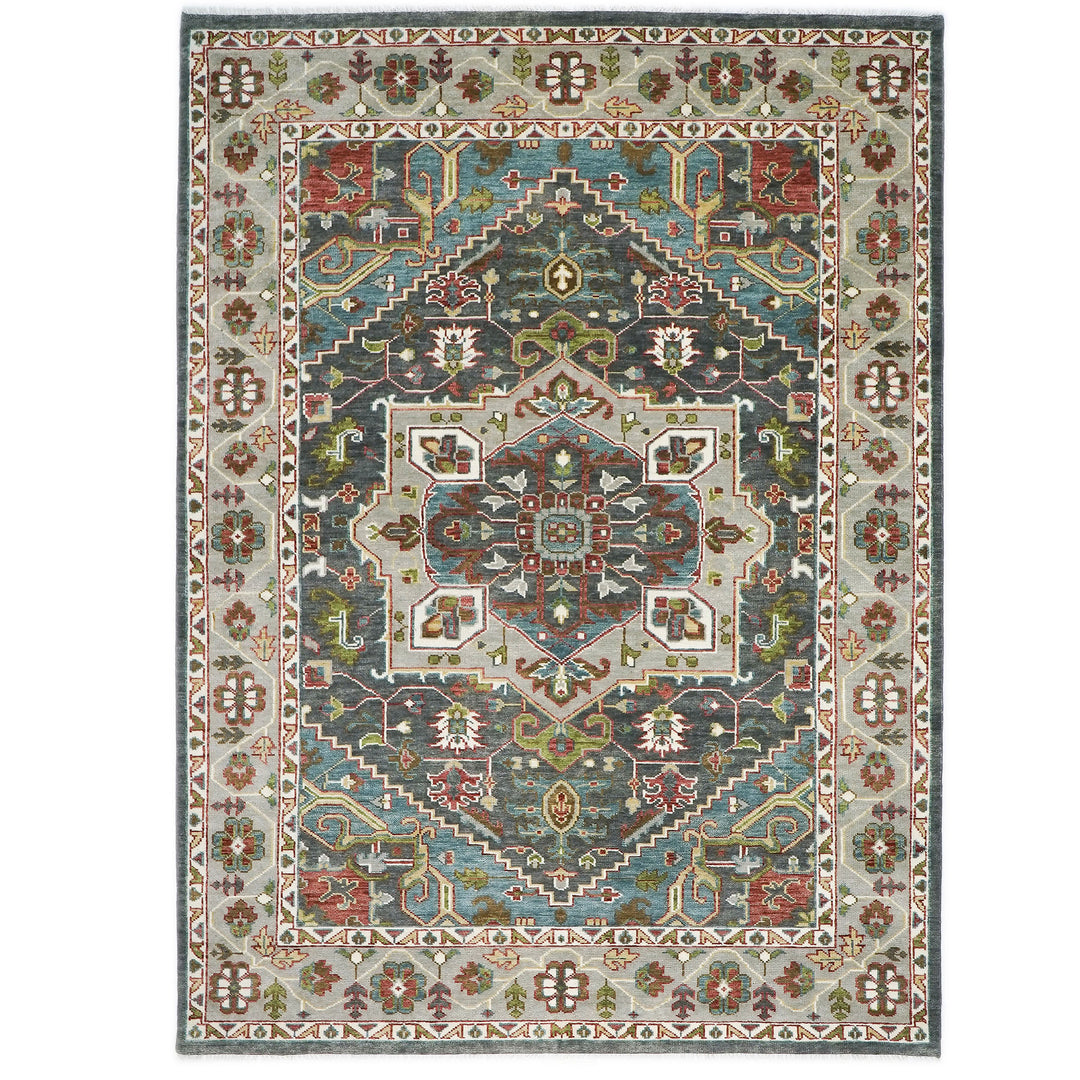 10x14 Gray, Ivory, Brown Color Hand Knotted Oushak Wool  Oriental Rug