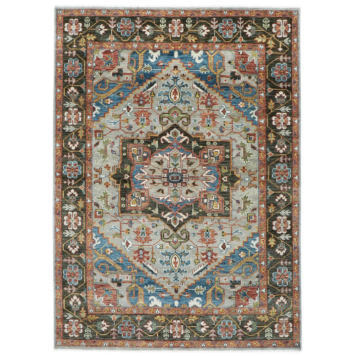 10x14 Gray, Green, Blue Color Hand Knotted Oushak Wool  Oriental Rug