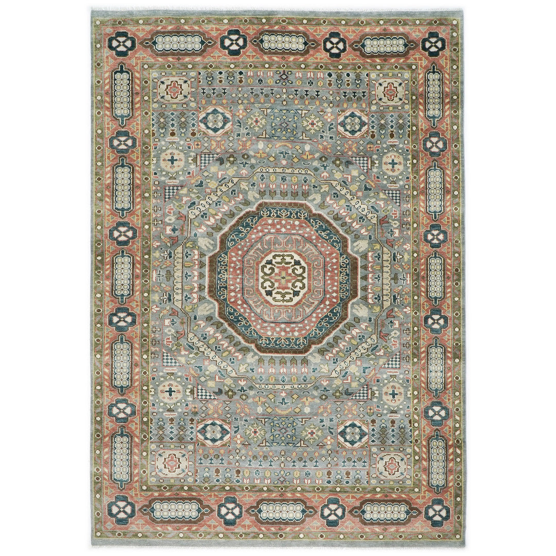 10x14 Gray, Rose, Ivory Color Hand Knotted Oushak Wool Traditional Oriental Rug