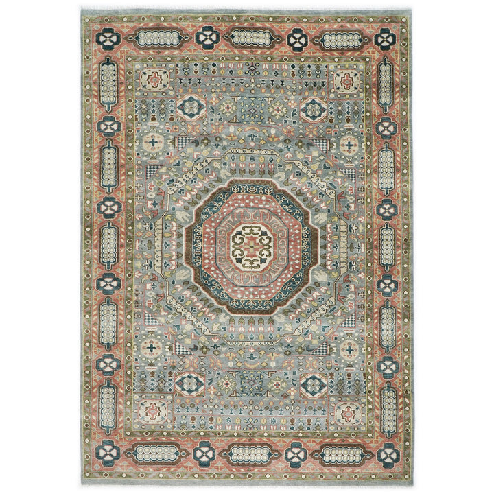 10x14 Gray, Rose, Ivory Color Hand Knotted Oushak Wool Traditional Oriental Rug