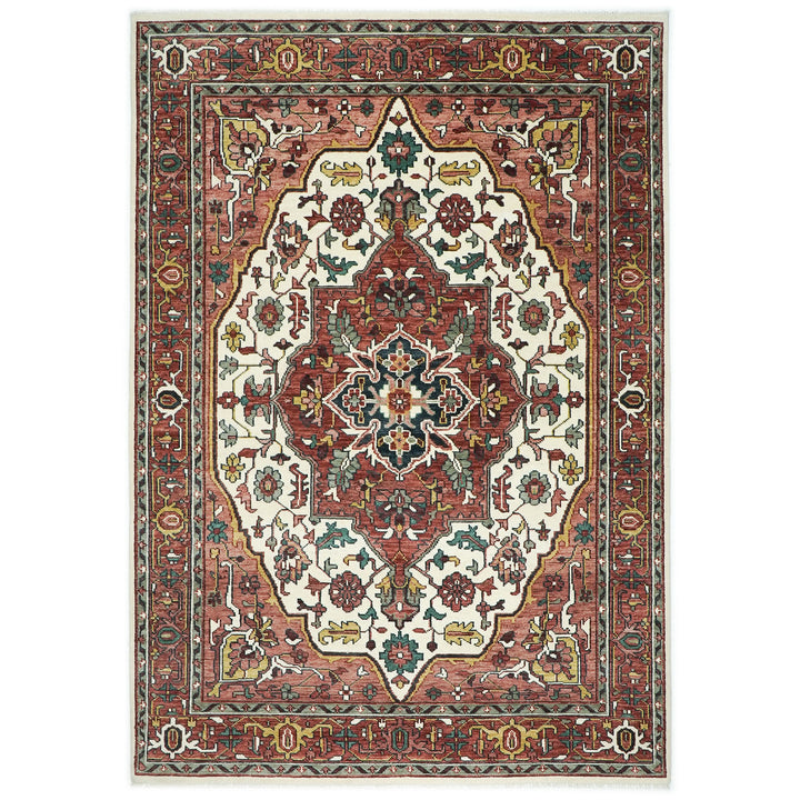 10x14 Rust, Ivory, Gold Color Hand Knotted Oushak Wool  Oriental Rug