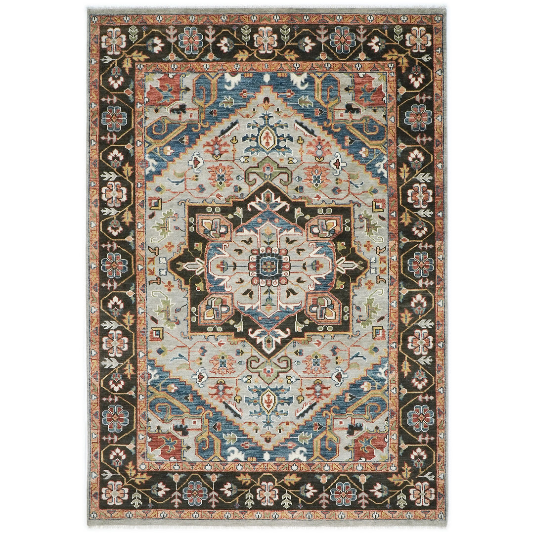 10x14 Gray, Dark Green, Blue Color Hand Knotted Oushak Wool  Oriental Rug