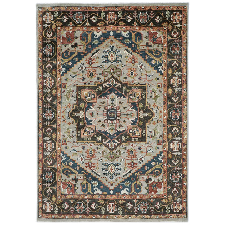 10x14 Gray, Green, Ivory Color Hand Knotted Oushak Wool  Oriental Rug