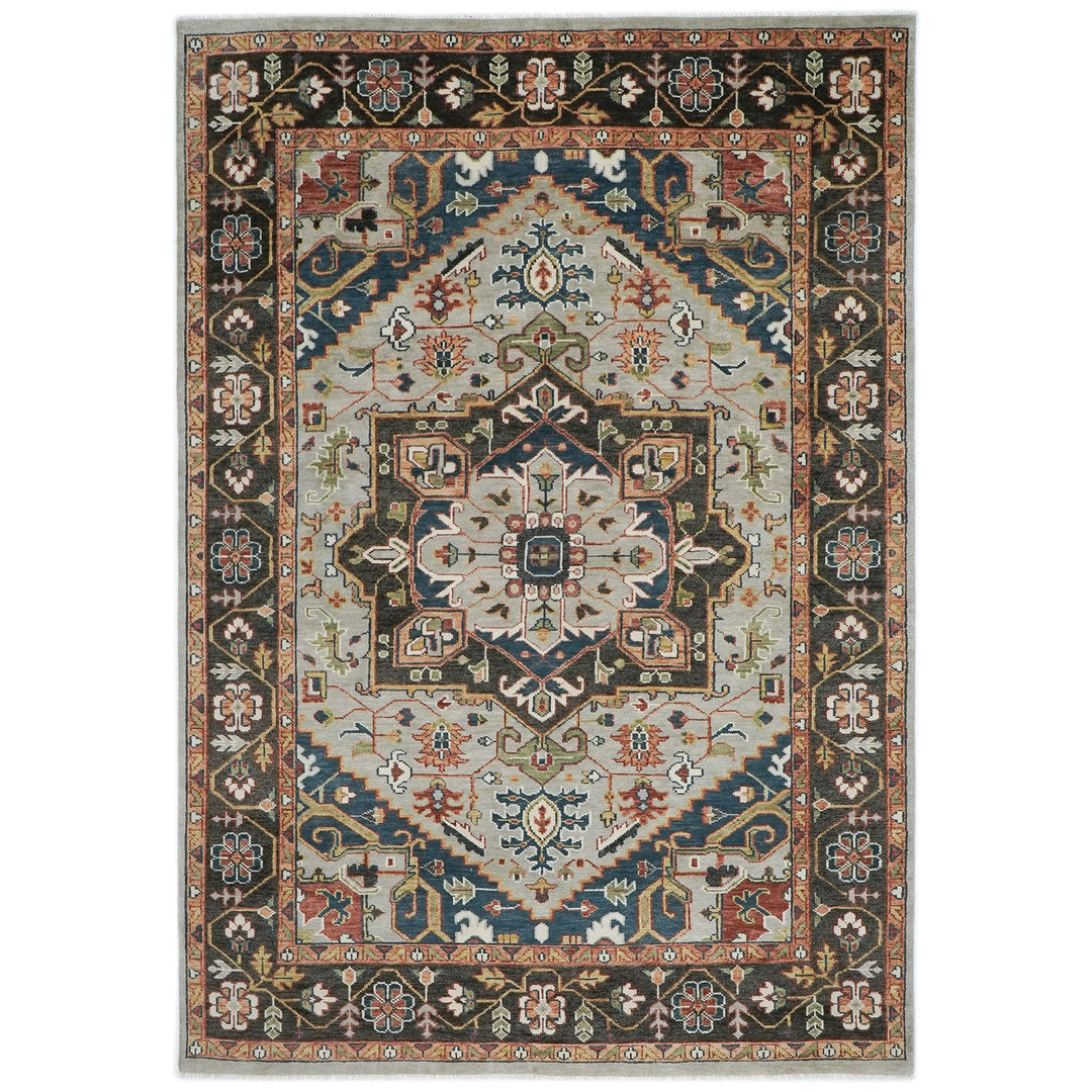 10x14 Gray, Green, Ivory Color Hand Knotted Oushak Wool  Oriental Rug