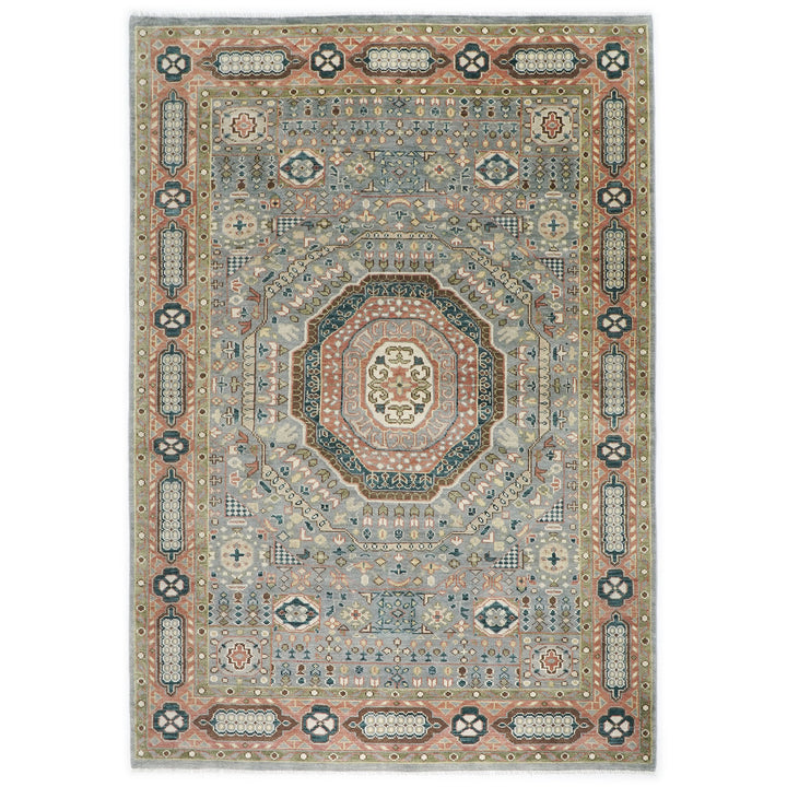 10x14 Slate, Green, Rose Color Hand Knotted Oushak Wool Traditional Oriental Rug