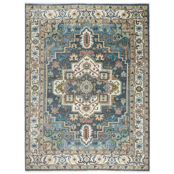 10x14 Slate, Ivory, Rose Color Hand Knotted Oushak Wool  Oriental Rug